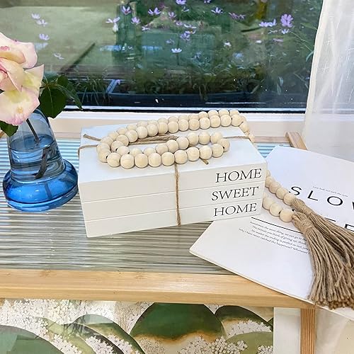 Miniatura 2 de Libros decorativos para decoración del hogar, libros de imitación blancos para decoración, libros de exhibición apilados de granja rústica con