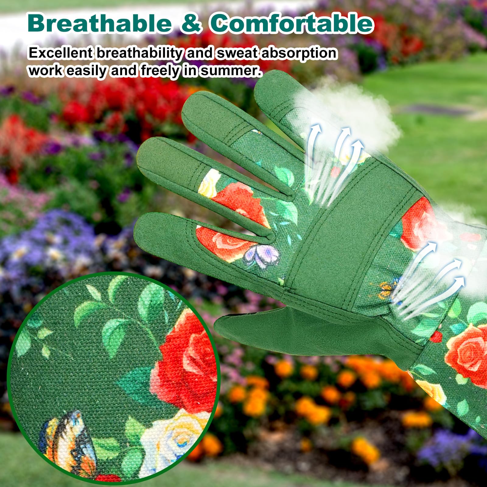 DLY Gardening-Gloves-for-Women, Breathable and Comfortable Long-Leather-Garden-Gloves - Image 4
