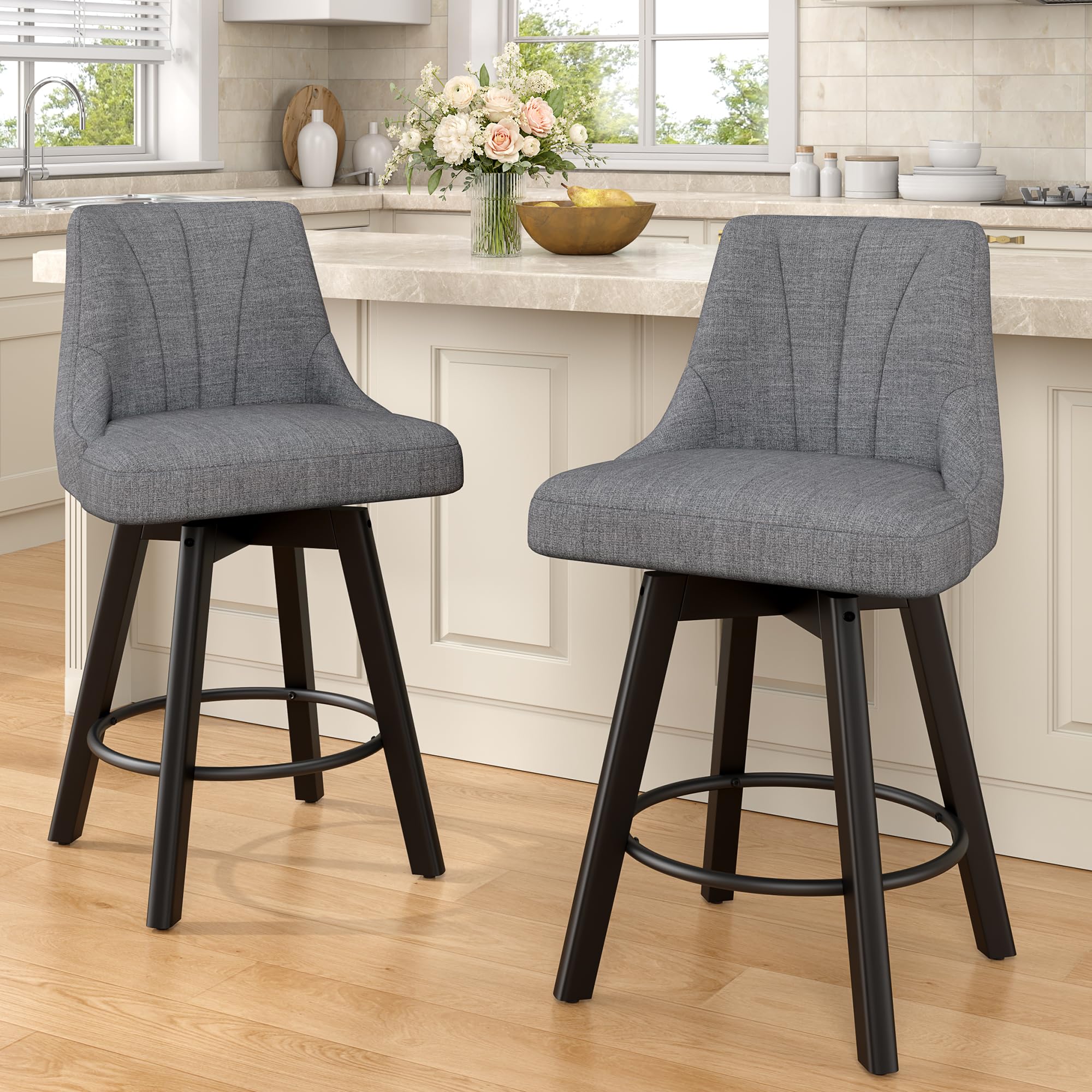 REONEY Counter Height Swivel Bar Stools, 24