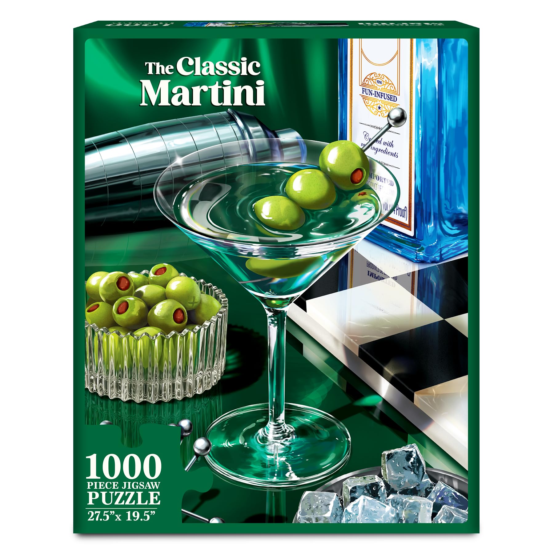 1000 Piece Jigsaw Puzzle - The Martini, Puzzle for Adults, Relaxing Activity, Family Game Night, Cocktail Lover Gift, Poster Included, 27.5" x 19.5"