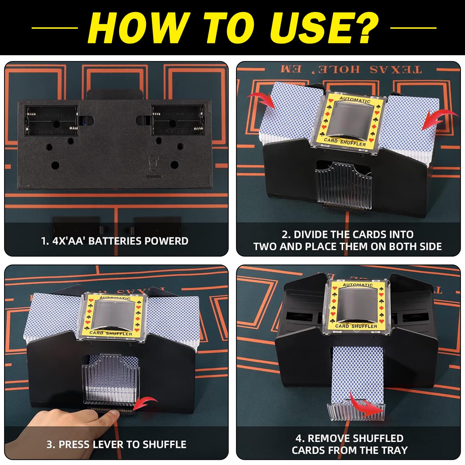 Mischia Carte Automatico Card Shuffler Funzionamento a Batteria Mescolatore Carte da Gioco per Tutti i Tipi di Giochi di Carte, ECC.per Feste in Famiglia