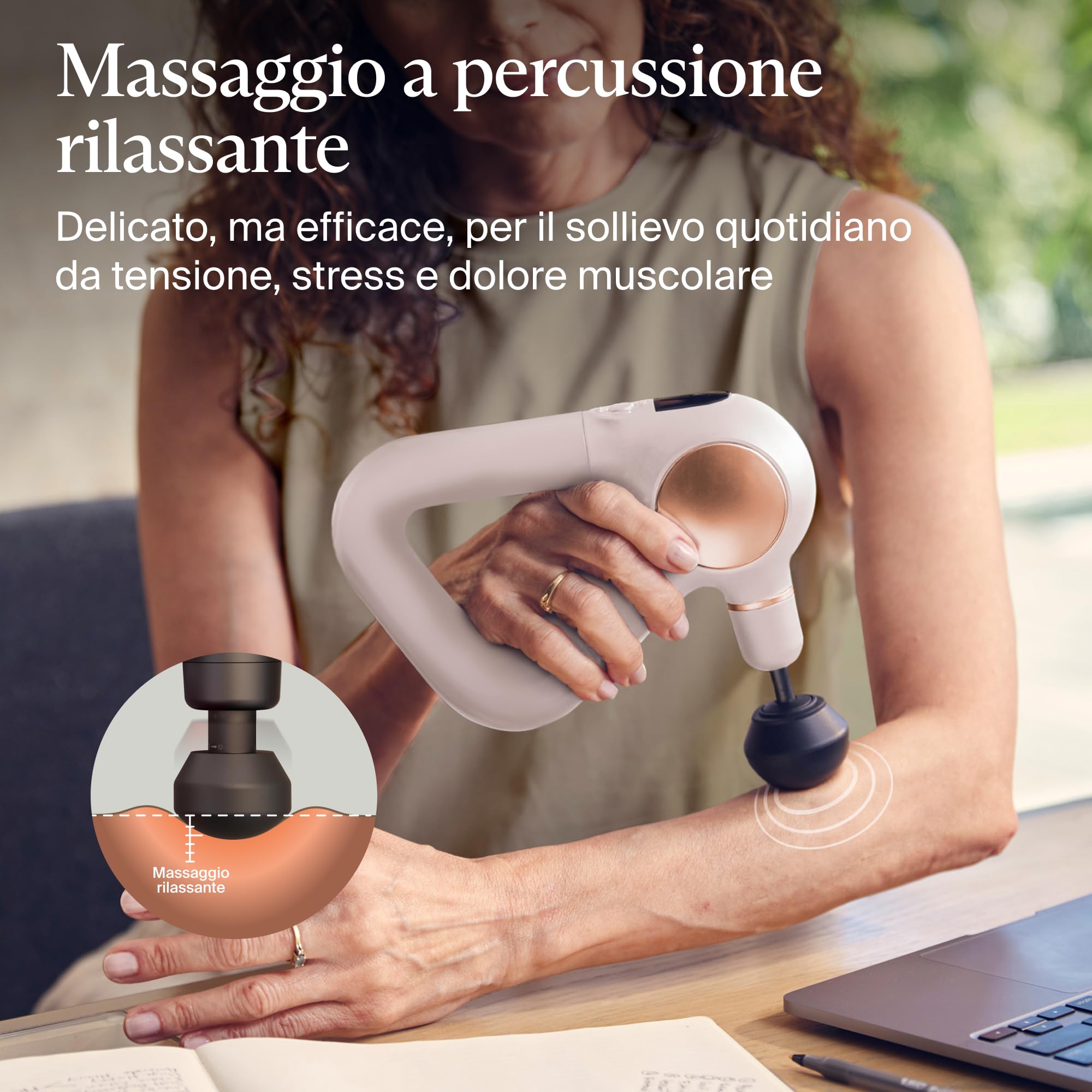 Theragun Sense Percussion - Pistola massaggiante personale per tessuti profondi, con routine di respirazione precaricata, per alleviare lo stress
