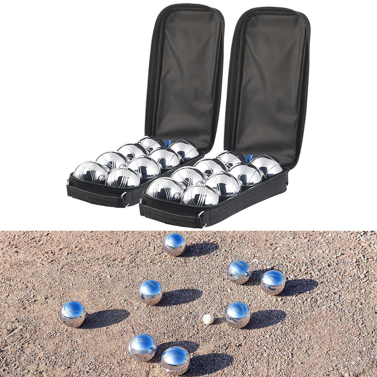 16 boules de pétanque avec housse de transport [Pearl]