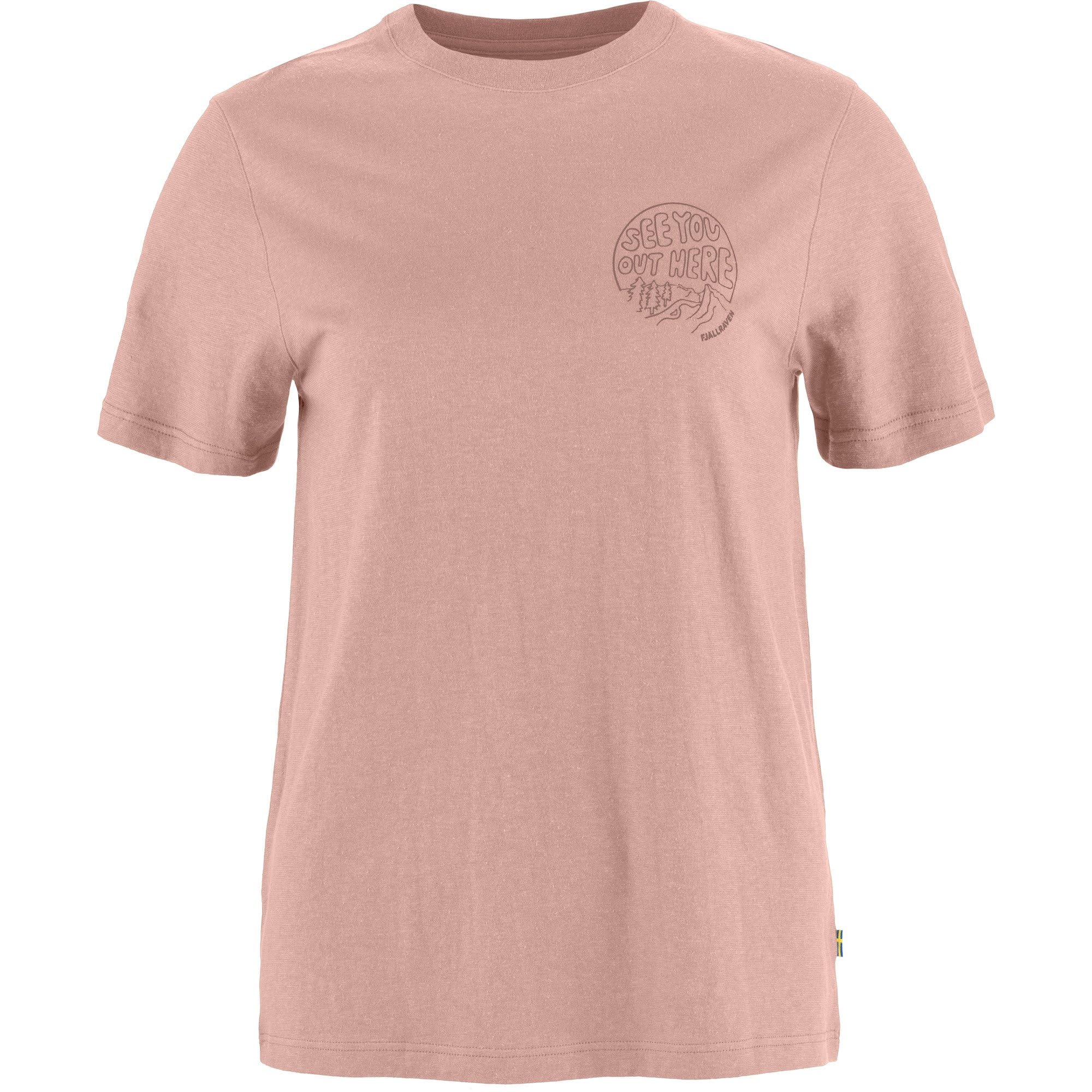 Fjällräven Damen T-Shirt Hemp Blend Out Here | Mischung aus Bio-Baumwolle und Hanf. Dezentes Printmotiv auf der linken Brust. Regular Fit.