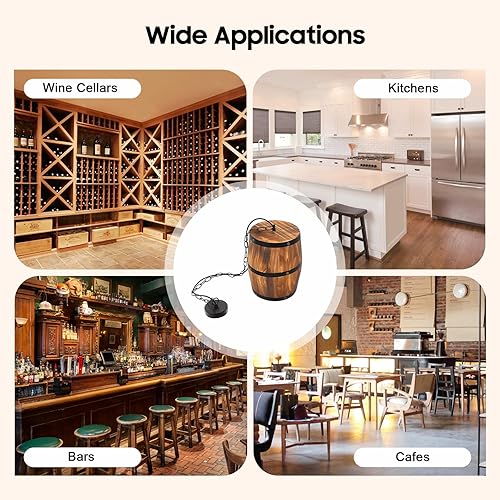 Miniatura 6 de Candelabro rústico de madera con barril de vino, con certificación UL, lámpara colgante vintage con cadena ajustable (3.9-35.4 in), enchufe E26 para