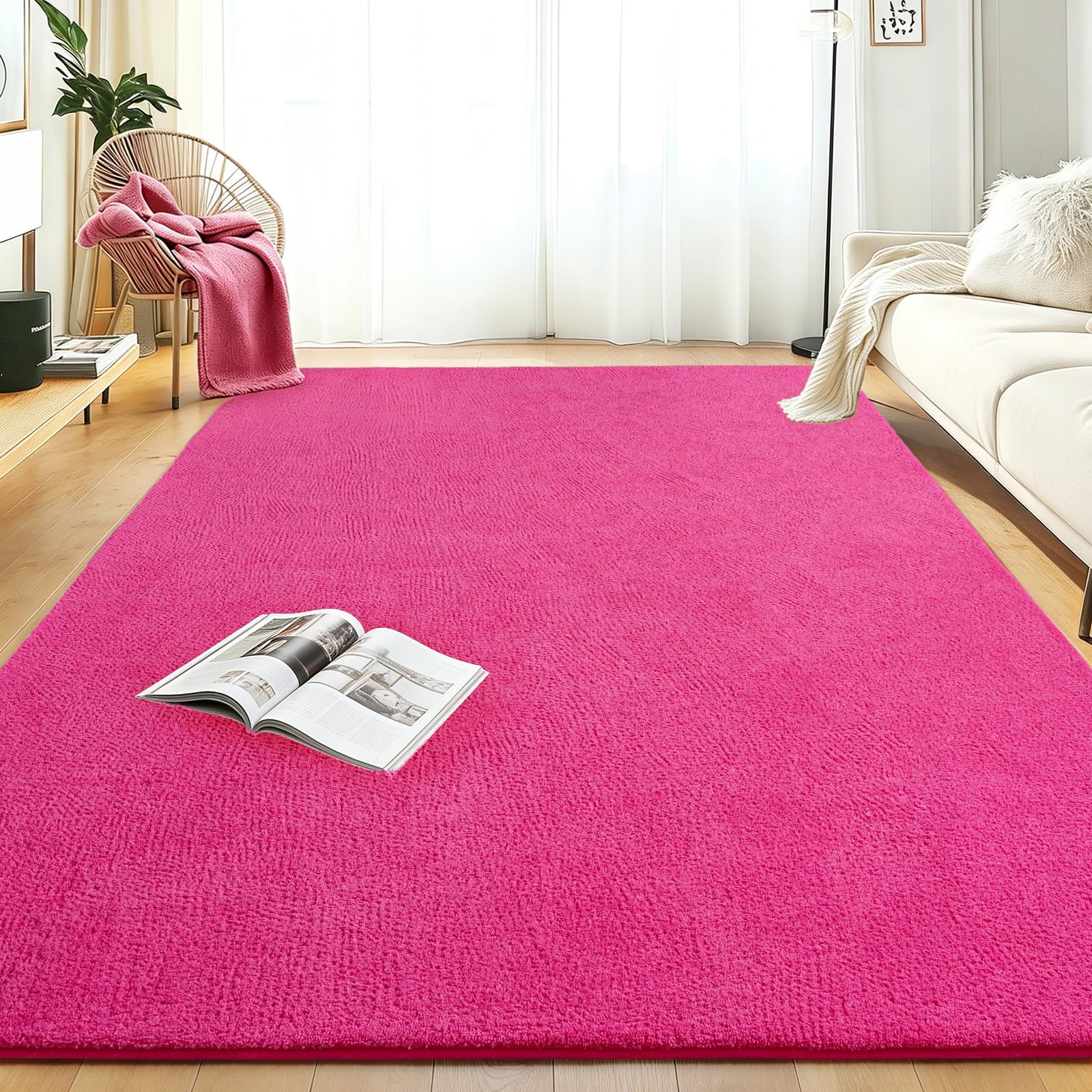 Ultra Soft Washable Rugs for Living Room 160X230cm-Pink Fluffy Carpet — image 1