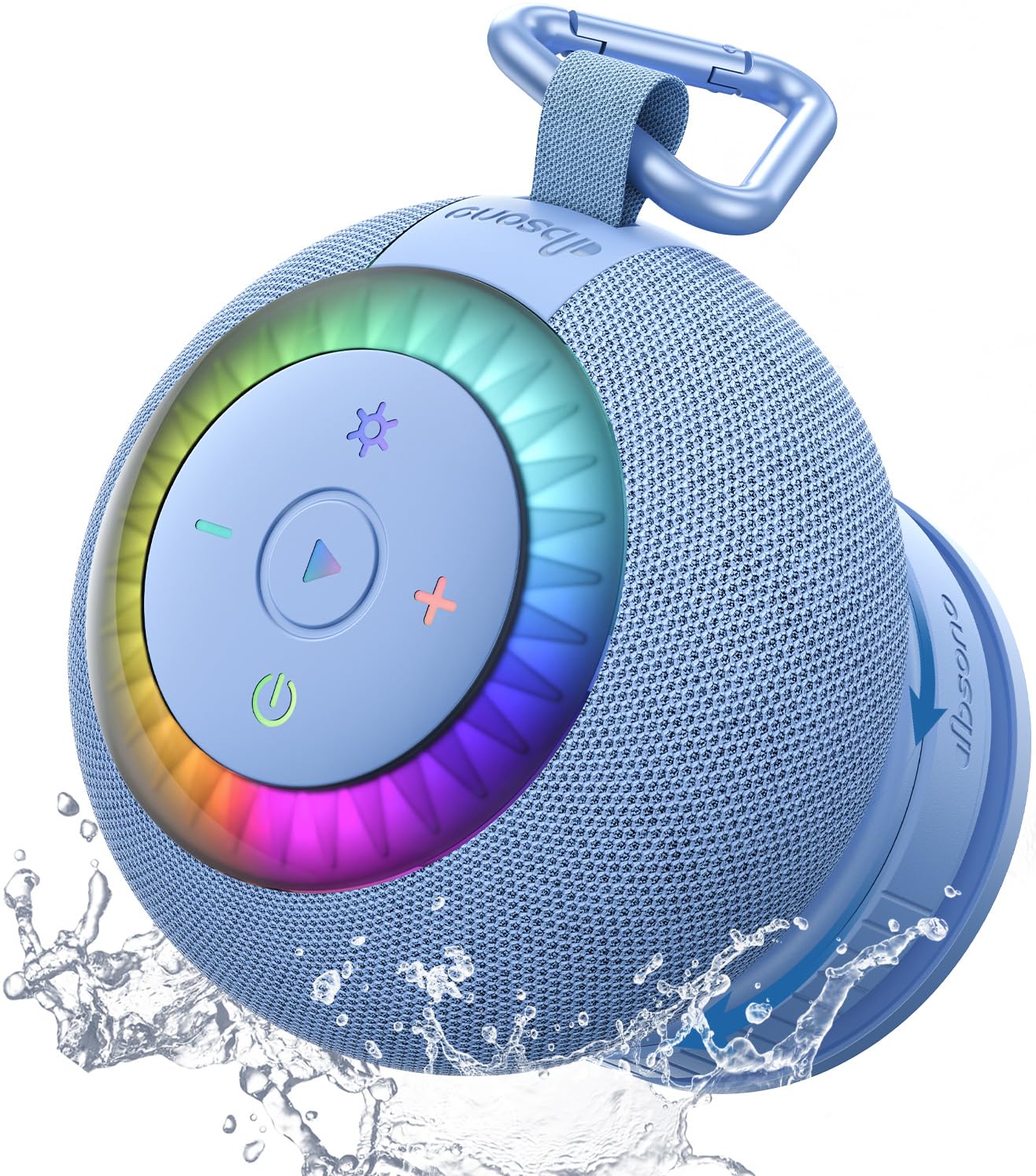 Bluetooth Shower Speaker IPX7 Waterproof: Removable Suction Cup, Blue | 360° Surround Sound, Vacuum-Lock, RGB Light, Portable Wireless Speaker for Beach, Pool, Kayak, Gifts for Adults Teens