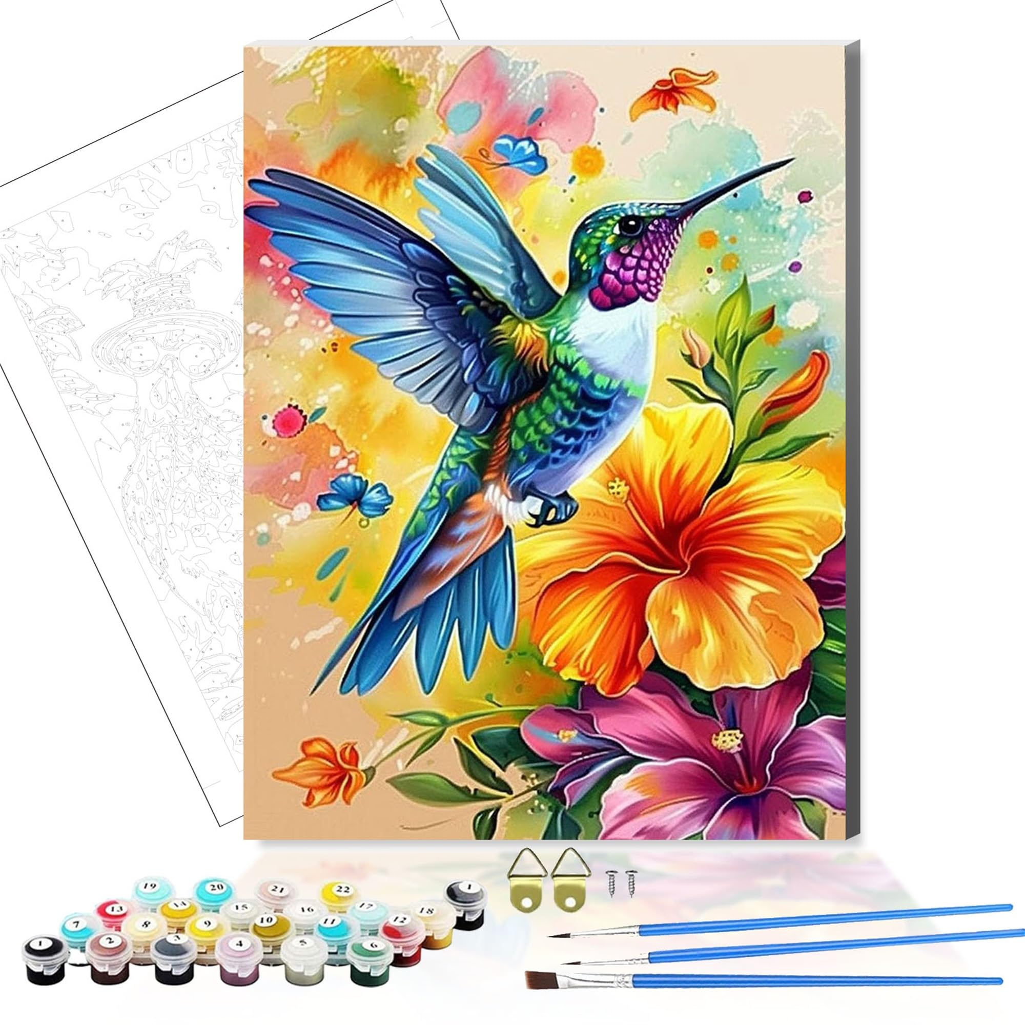 Dsfefv Bird Diy Paint By Number For Adults,Wooden Framed Painting Kits For Adult,Easy Color By Numbers Acrylic,Small Paint By Number Canvas Crafts Watercolor For Beginner Room Decor (Bird)
