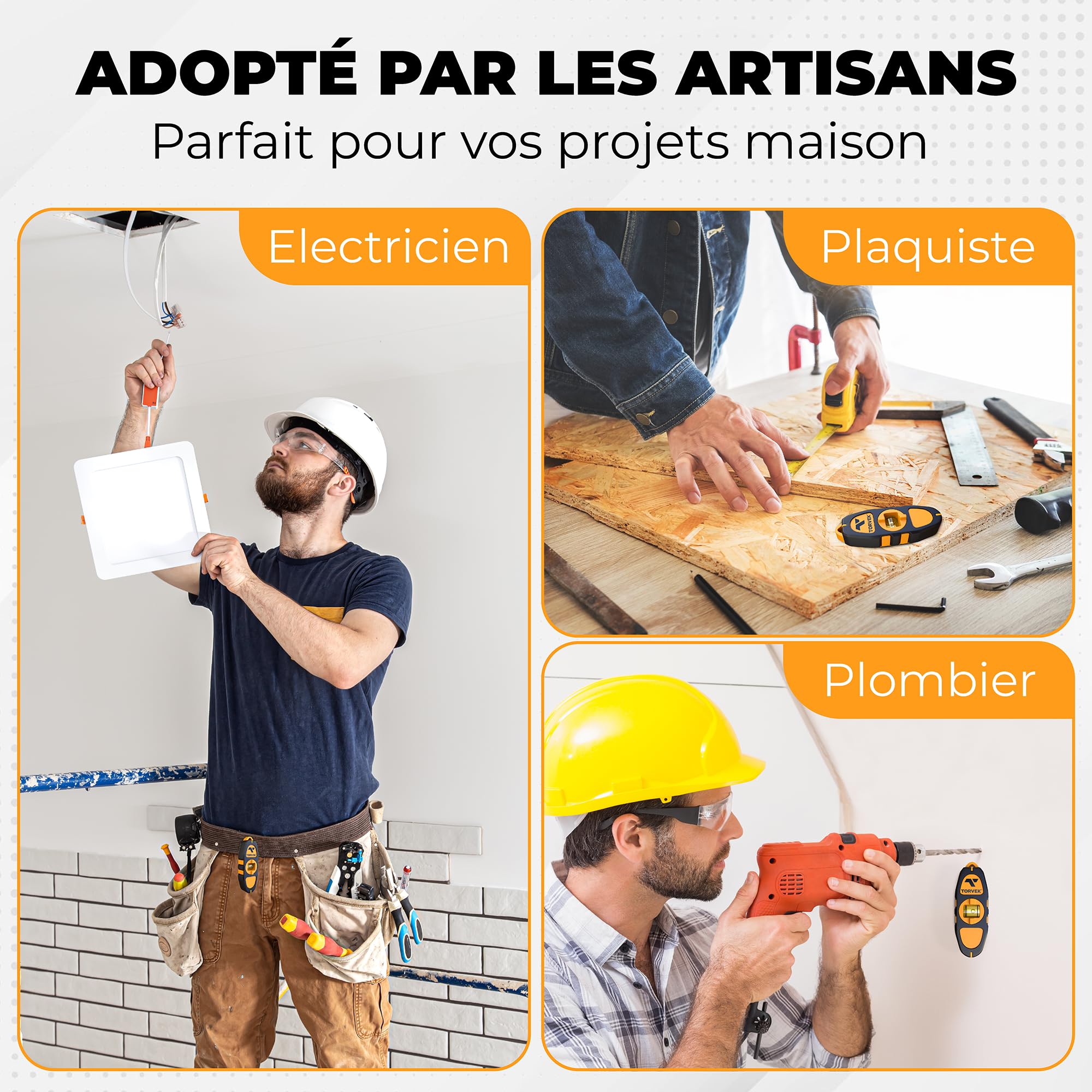 ✮ Marque Française ✮ Aimant Pour Placo Puissant Neodyme – Détecteur de Rails et Montants Métalliques – Niveau Intégré – Outil Pro Plaquiste, Électricien, Plombier