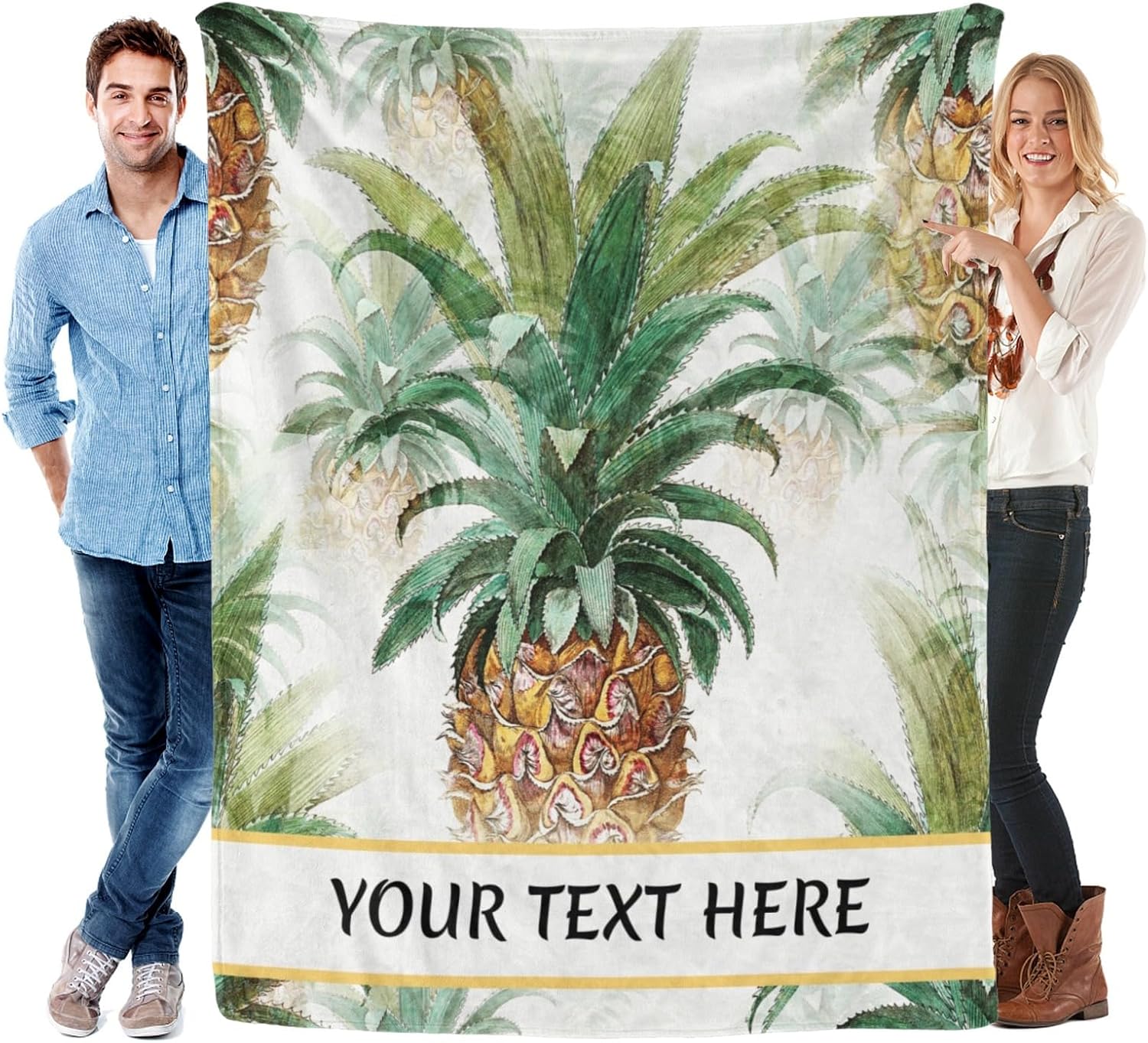 Pineapple Throw Blanket, Soft Cozy Valentine's Day Blanket for Couch Sofa Living Room Bedroom, 60" x 80"