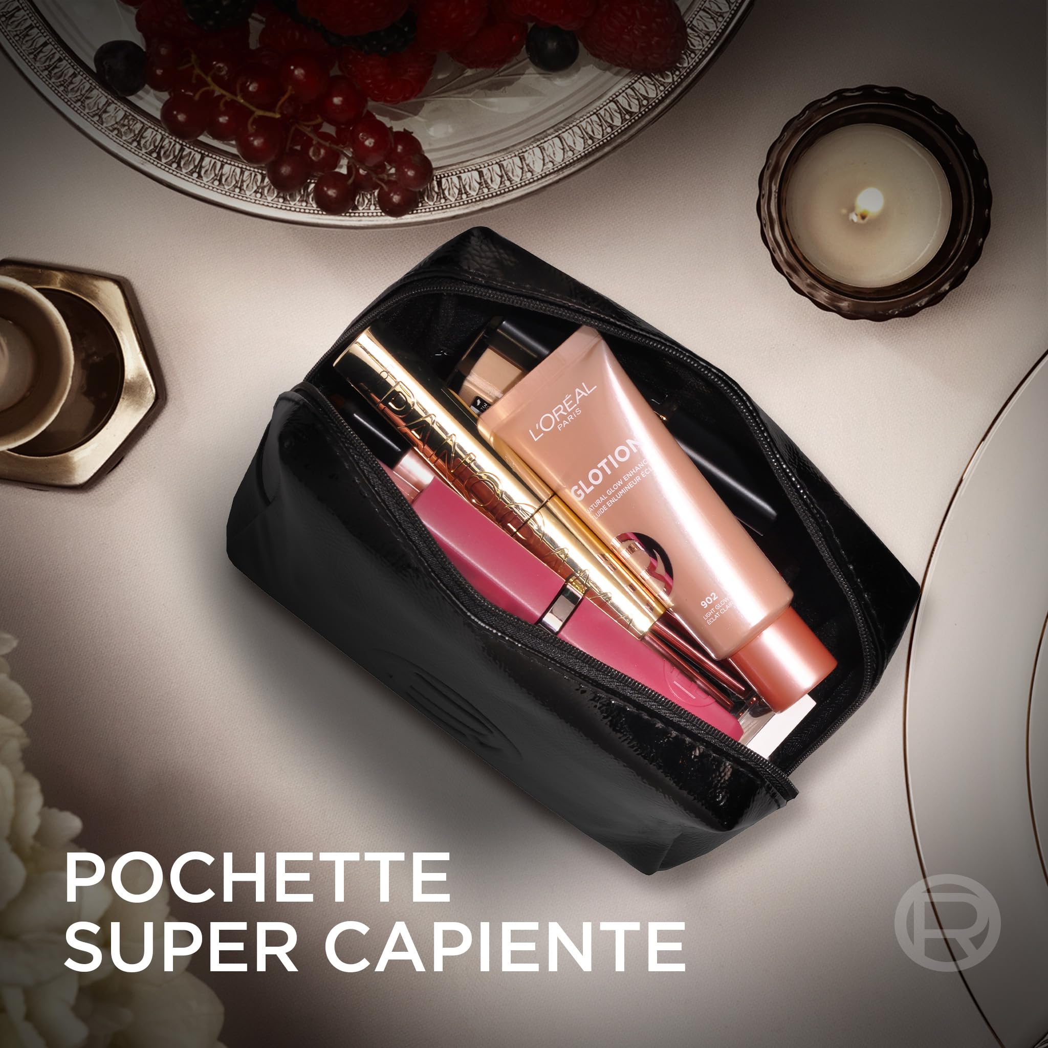 L'Oréal Paris Pochette Regalo Make Up à La Carte con Mascara Volumizzante Air Volume 30H Extra-Nero e Mini-Matita Occhi, Per i Tuoi Look Festivi, Con Elegante Beauty Case in Vernice Nera