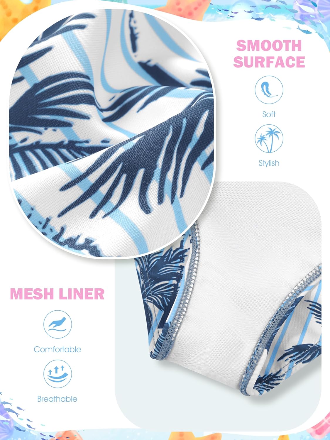 3 Pieces Girls Swimsuits Bikini Set Tropical Print Bikini Set Criss Cross Bathing Suit with Cover Up Skirt for Kids - Image 2