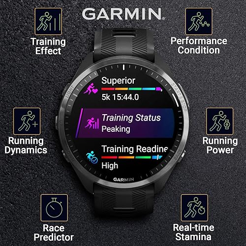 Miniatura 2 de Wearable4U - Garmin Forerunner 965 Premium GPS Running and Triathlon 1.850 in Smartwatch con pantalla táctil AMOLED, bisel de titanio DLC gris