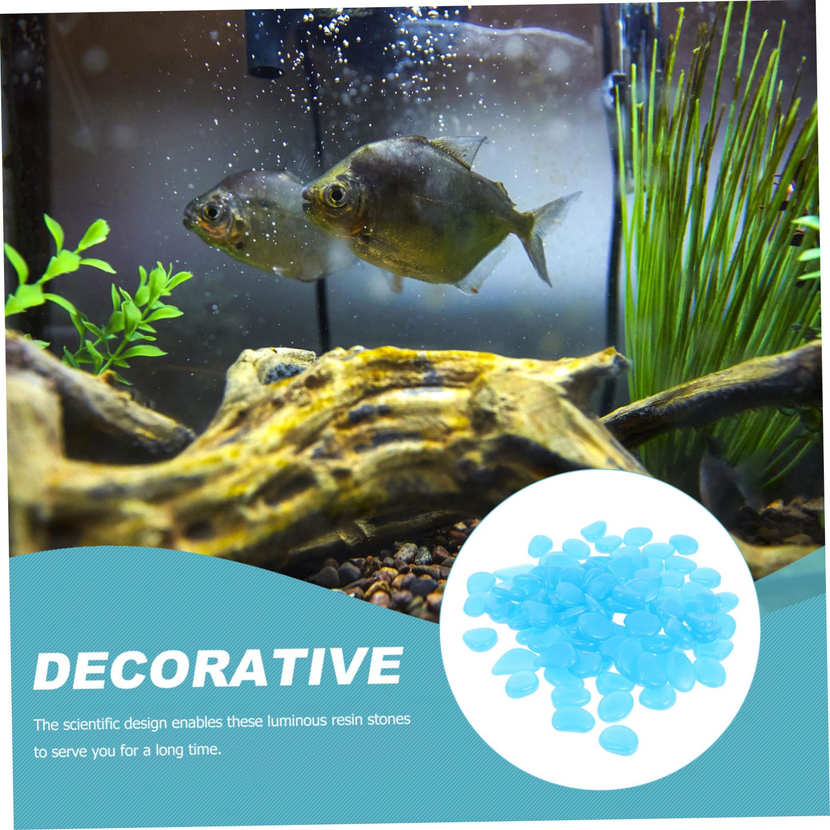 Yardwe 3 Sätze Blaue Kieselsteine Aquarien Aquarium Aquarium Sprungbrett Lichter Wohnungseinrichtung Wohnungsdeko Aquarium Leuchtkies Garten Leuchtender Stein Harz Blue 300 Stück * 3