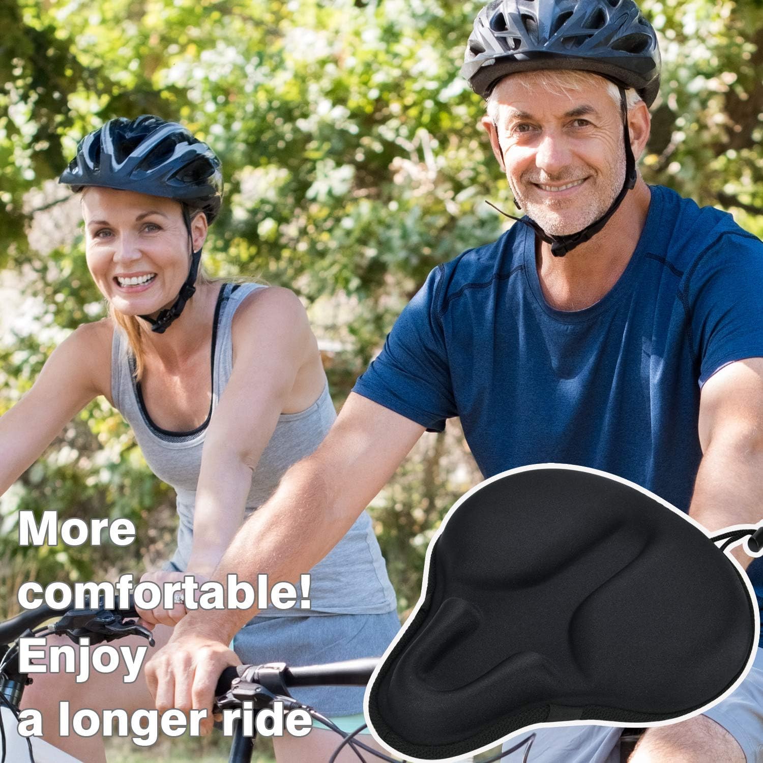 DAWAY C9 Funda Acolchada de Espuma viscoelástica para sillín de Bicicleta, extrasuave, Ancha, Grande, para Bicicleta estática, MTB, cómoda Almohadilla para sillín para Mujer, Hombre Mayor, 31 x 30,5