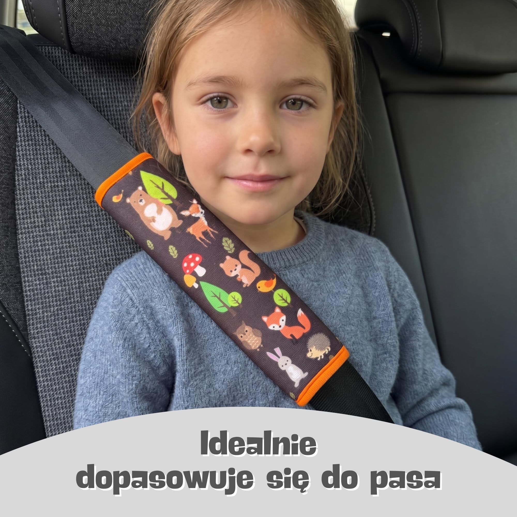 2x HECKBO Ochraniacze na pasy bezpieczeństwa z motywem Zwierzęta leśne - ochraniacze na pasy dla dzieci i niemowląt - idealne na każdy pas bezpieczeństwa samochód fotelik dziecięcy rower przyczepa samolot