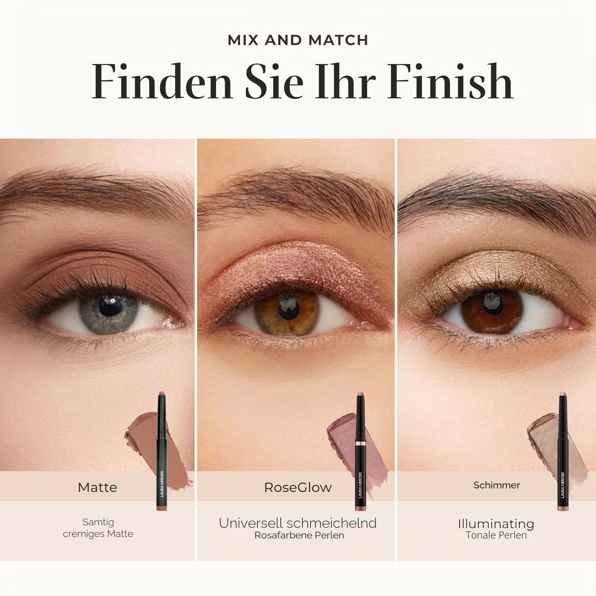 Laura Mercier Caviar Stick Cream Eyeshadow - Schimmerndes Finish, 24 Stunden Halt, langanhaltend, intensive Farbe, leicht zu verblenden und aufzutragen, wasserfest, mit Hyaluronsäure