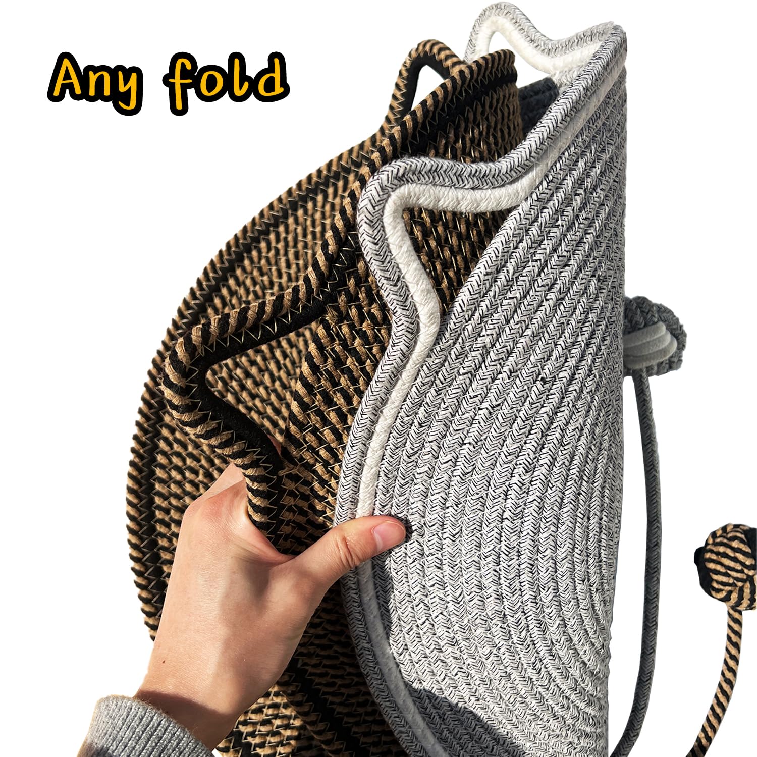 Paquete de 2 alfombrillas grandes para rascar gatos, almohadillas de cuerda de algodón natural con juguete, almohadilla rascadora para gatos de 19.6 pulgadas, ideal para rayar, jugar, relajarse