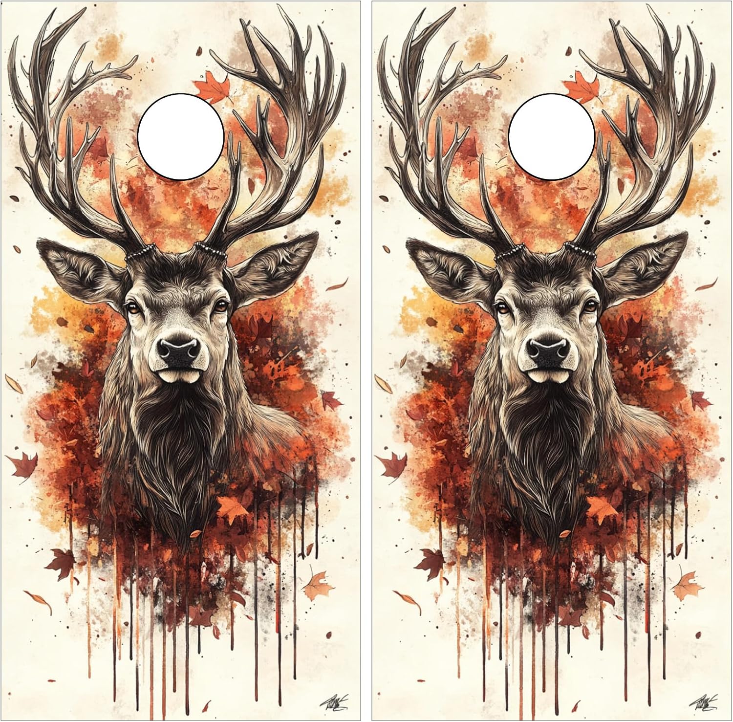 Corn Hole Wraps Vinyl Skins for Game Boards 2x4 & 2x3 Self Adhesive PET Stickers Lawn Toss Set Cover Graphics Corn Hole Board Decal Weatherproof Laminated Surface 2 Piece Funny Deer