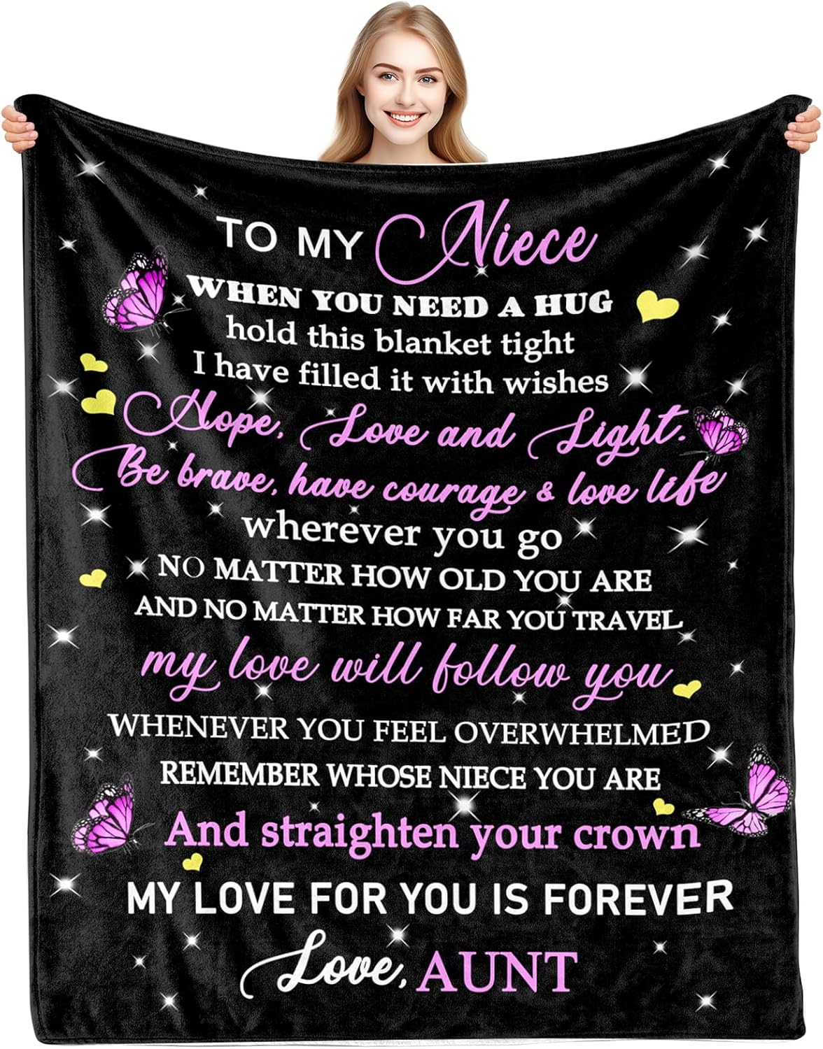 Niece Gifts from Auntie, Niece Blanket from Aunt, Nieces and Auntie Gift, Gift for Nieces Birthday, Graduation, Christmas, 60"x50"