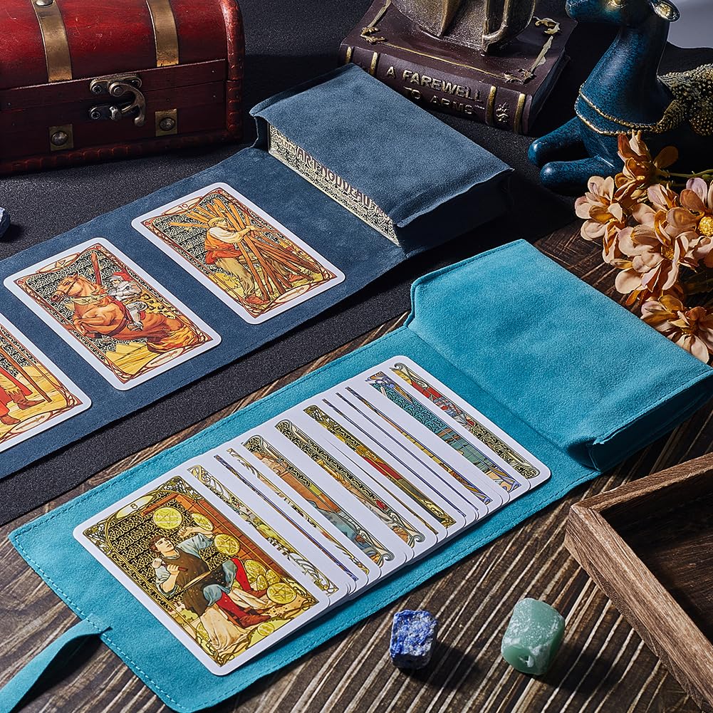 CREATCABIN 2Pcs Tarot Cards Holder Tarot Card Storage Bags Double-Sided Velvet Tarot Card Pouches Tarot Desk Wrap Tarot Carrying Bag for Beginners Witchcraft Supplies Oracle Decks Grey Blue 5x1x3Inch - Image 4