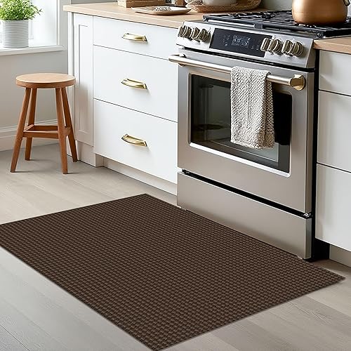 Vista 122 de EARTHALL - Tapete tejido lavable con parte trasera de goma, tapete trenzado de algodón antideslizante para interiores para entrada, pasillo, cocina