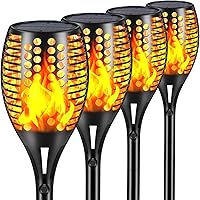 Aityvert Upgraded Solar Torch Lights 4-Pack: 43" Waterproof Dancing Flame Pathway Lights, 96 LEDs, Flickering Garden Torches