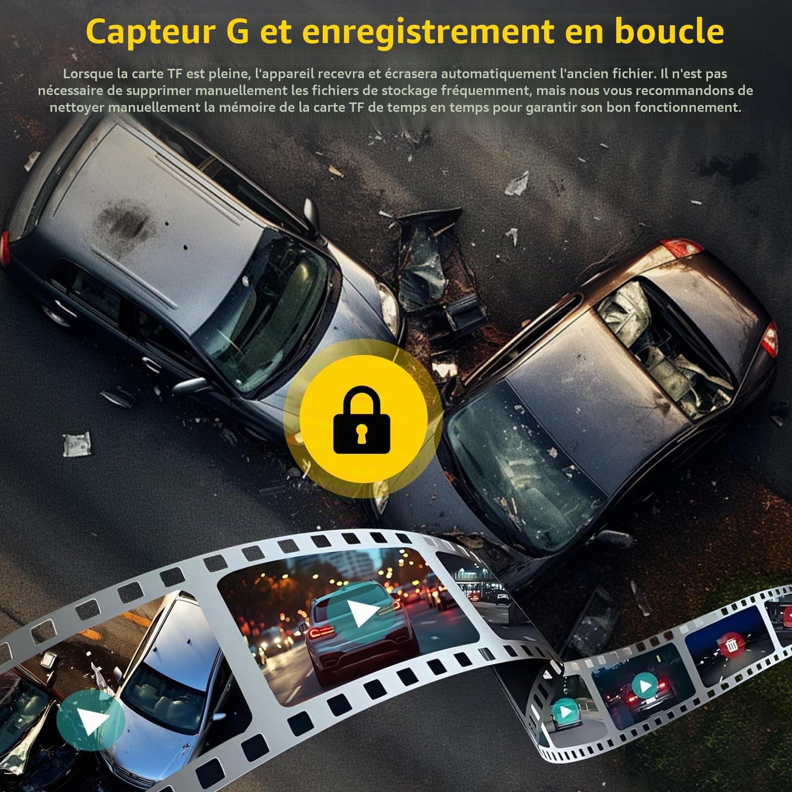 Podofo Caméra de Tableau de Bord Miroir 12" avec Carplay sans Fil, Android Auto avec caméra de recul HD, écran Tactile IPS Double rétroviseur 1080P Dashcam Dash Cam Voiture, 2 écrans divisés