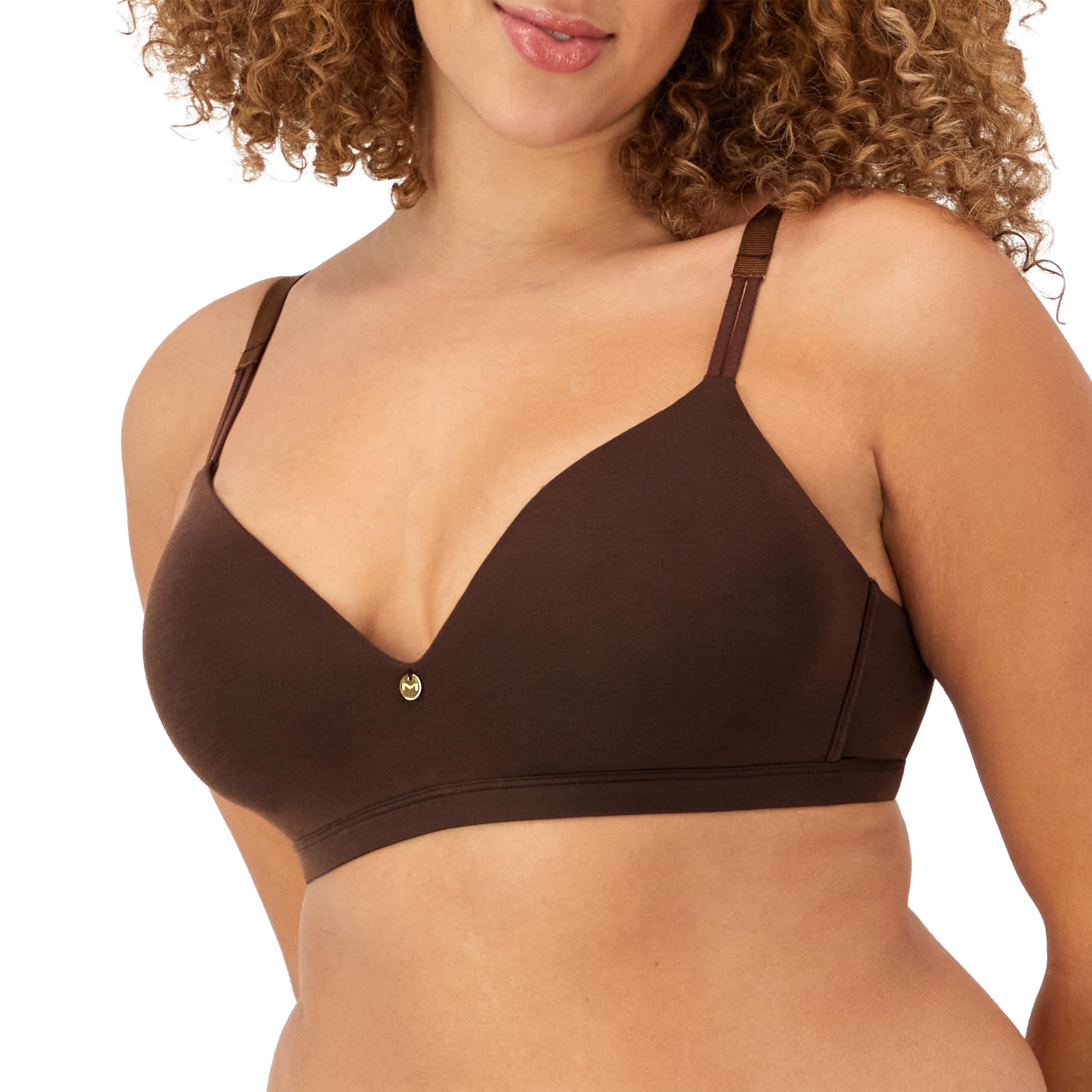 Maidenform Women's, Everyday Luxe T-Shirt, Wireless Convertible Bra, Opaque, Just Brown, 34D
