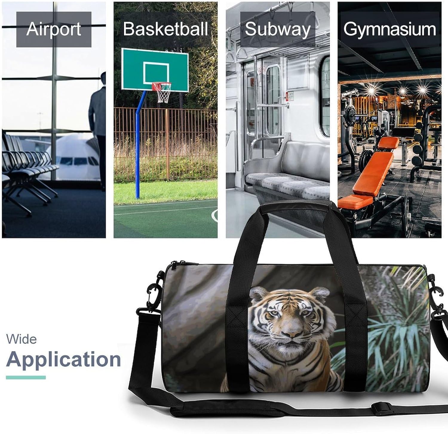 Tiger in The Zoo Gym Bag for Travel Sports Lightweight Mini Duffel Bags with Shoes Compartment for Training