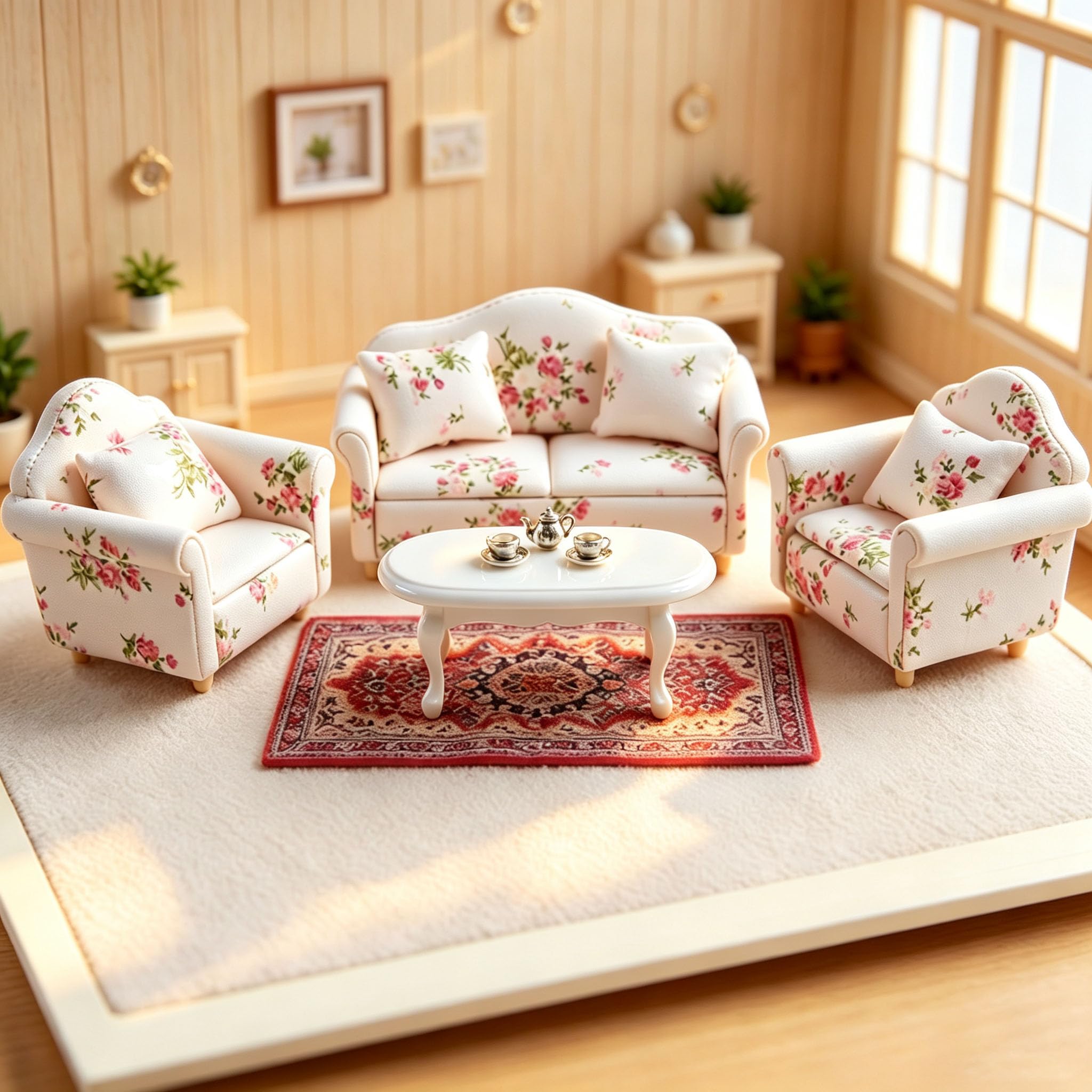 Amazon | 1:12ドールハウスリビングルーム家具、13個ミニタージュ木製