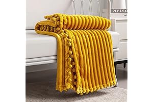 DISSA Fleece Blanket Throw in Vibrant Yellow