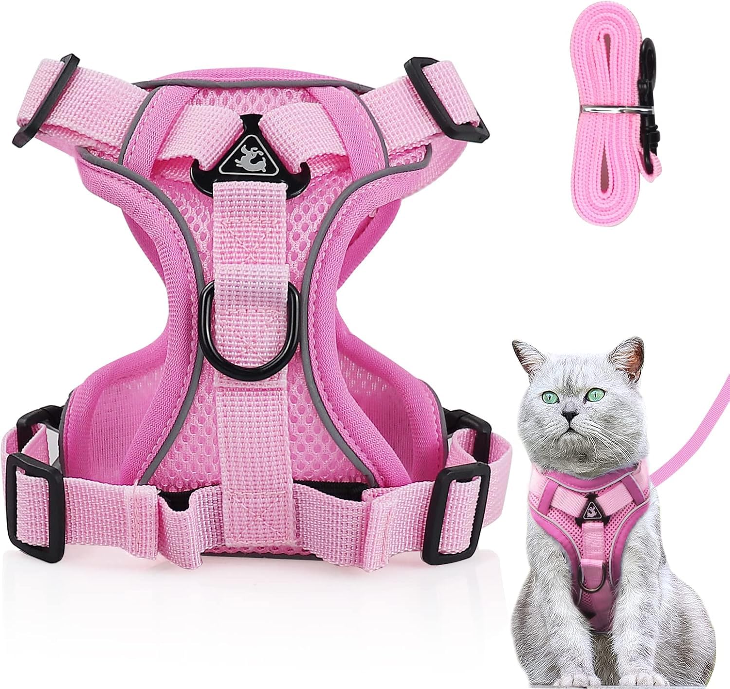 Arnés ajustable para gatos, antiescape, suave, con correa, para gatitos y perros (azul agua, L) — view 10