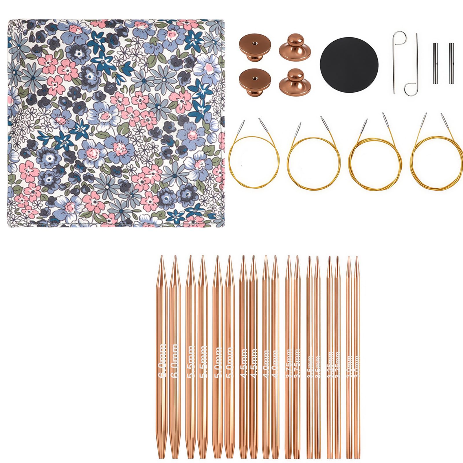 Home Knitting Circular Set con puntas de oro rosa de 10 cm