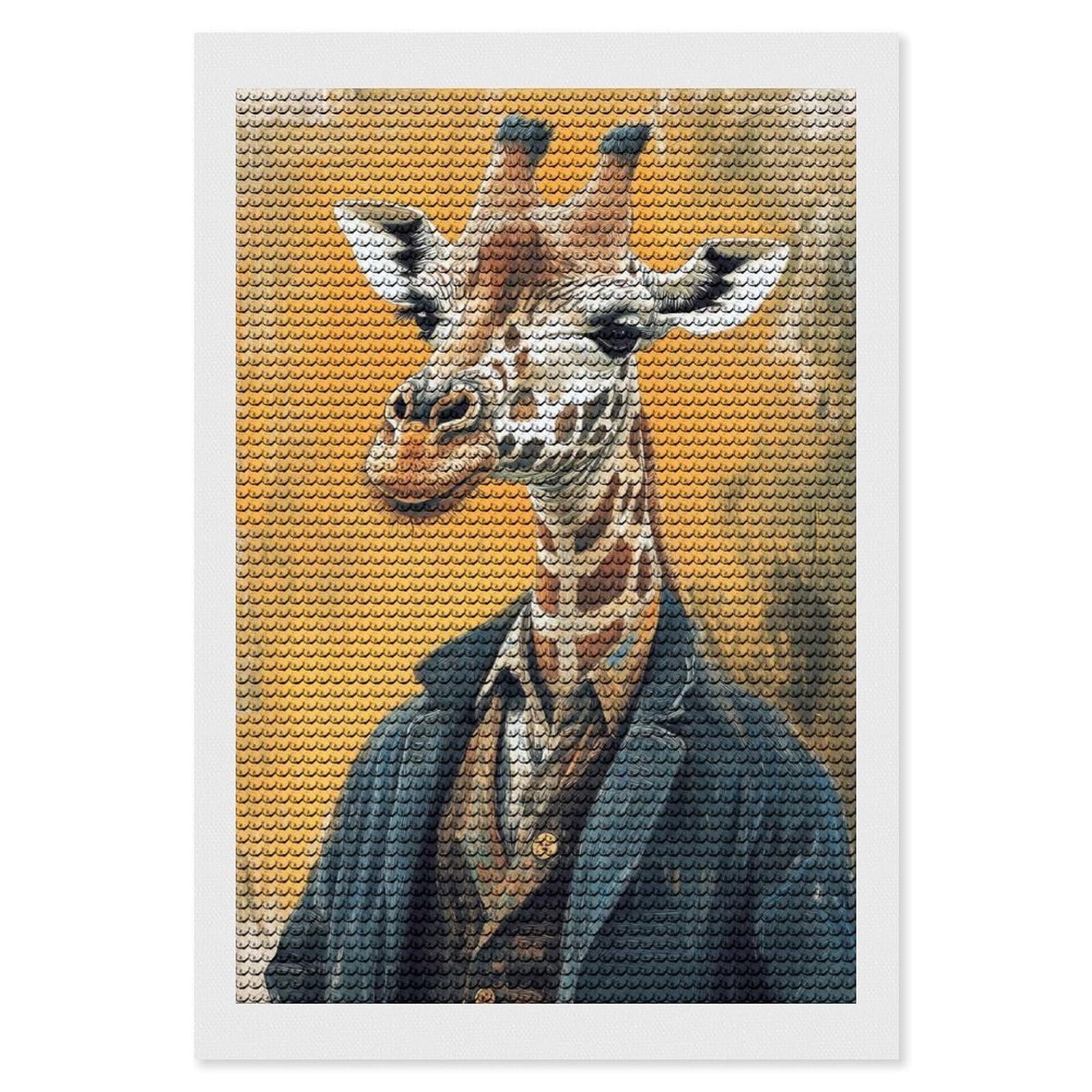 Junmoney Giraffe in Suit DIY Diamond Art Canvas Kit 8"x12", for Teens, Aesthetic Room Decor, Farmhouse Decor, Canvas Picture, Birthday Gift