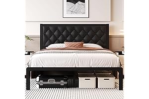 Sophisticated Queen-Sized Black Leather Bed Frame: A Statement of Comfort and Style