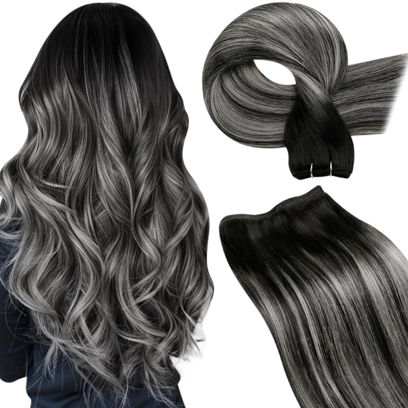 LaaVoo Tressen Echthaar Weft Extensions Echthaar