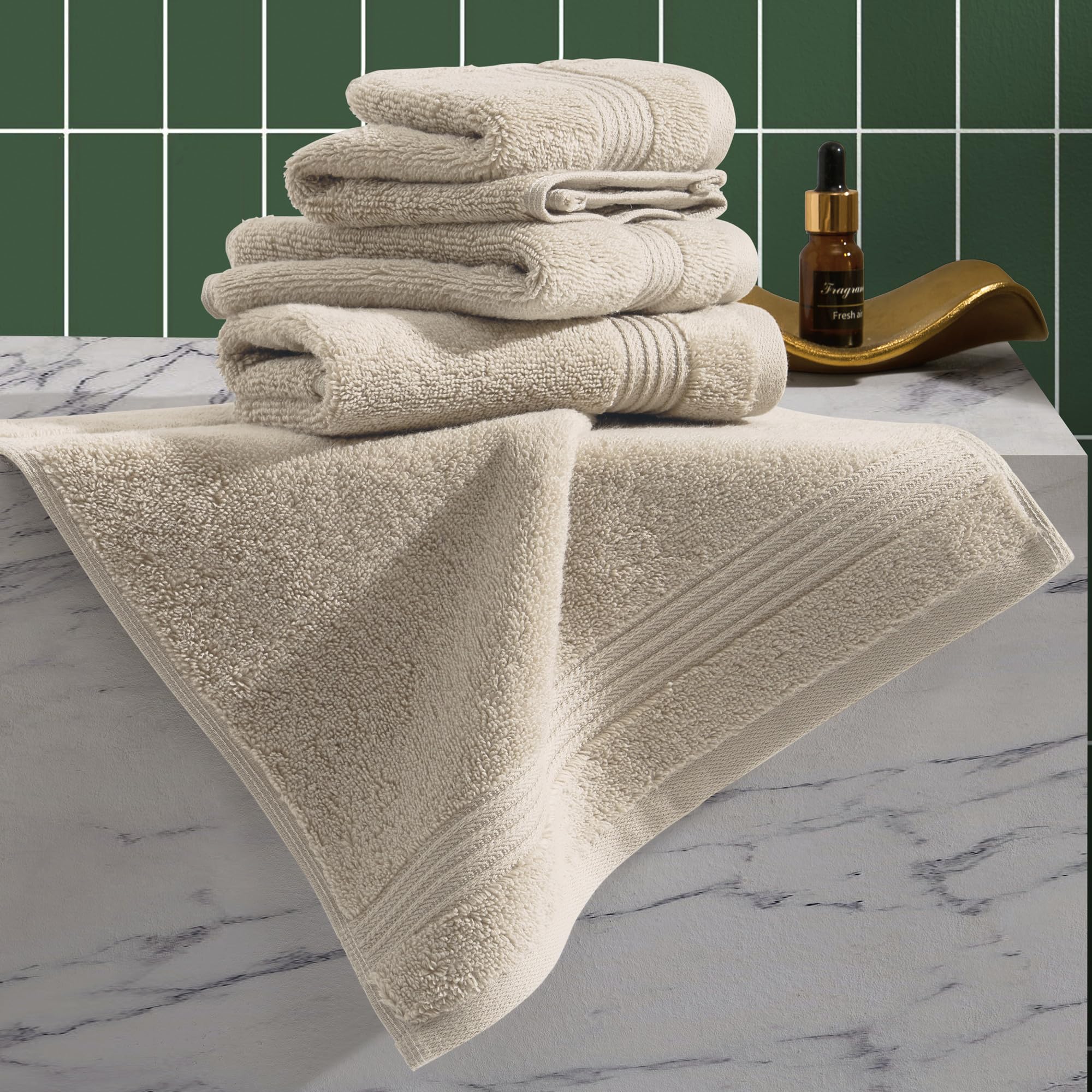 Ted Baker 4-Pack Washcloth Set - 100% Cotton - Soft, Highly Absorbent - 13" x 13", Tan Beige — image 1