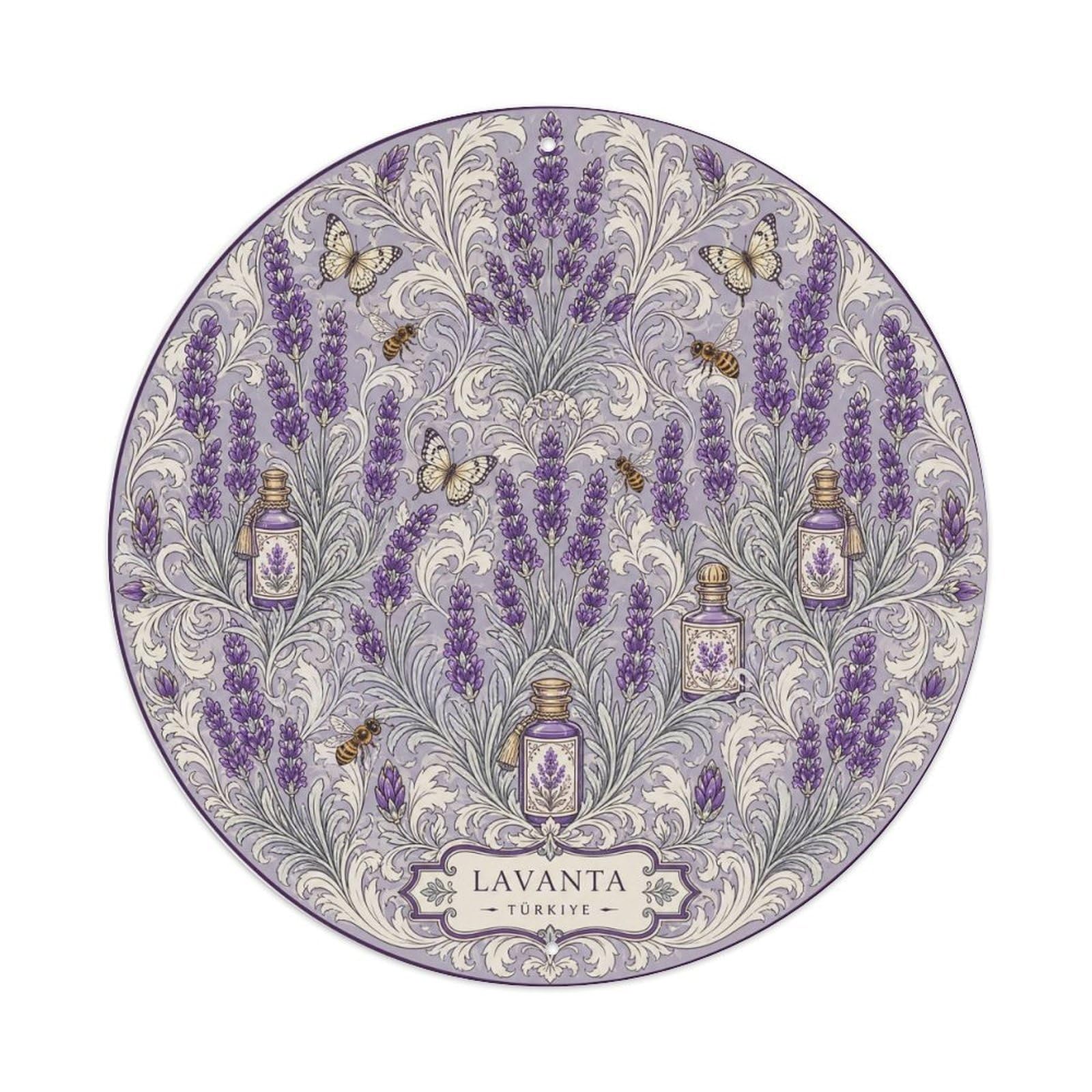Lavender Purple Turkish Botanical Floral Pattern Metal Tin Sign