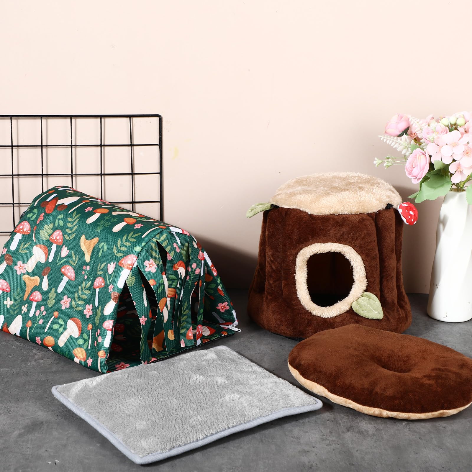 Abbylike Meerschweinchen-Versteck waschbar Meerschweinchentunnel und weiches Kaninchenbett Kleintiere Käfig Zubehör für Hamster Chinchilla Frettchen Häschen 2 Stück