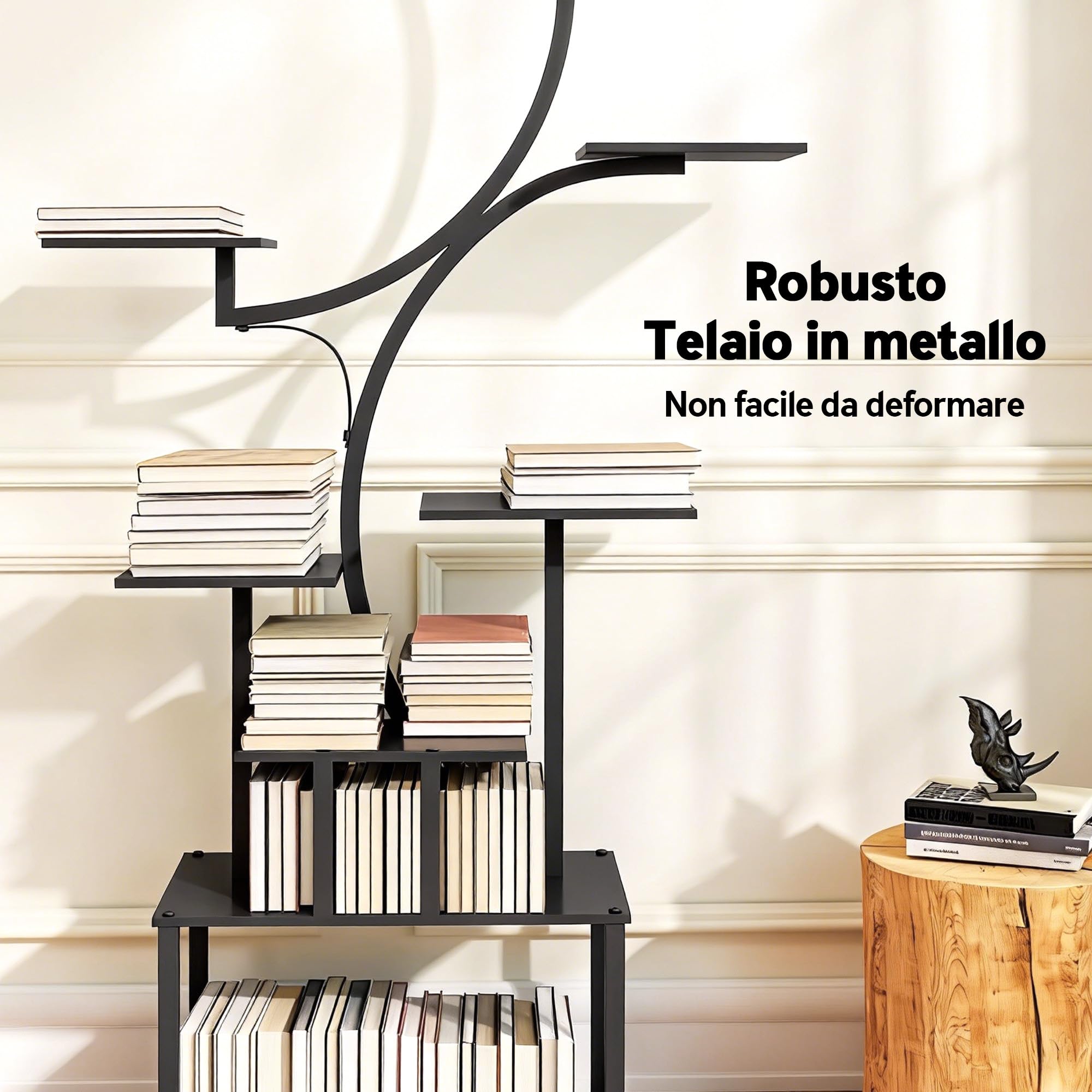 Outsunny Porta Piante a 8 Ripiani a Forma di S Portavasi 74x26x158.5cm Nero | Metallo, Portavasi da Interno ed Esterno, Giardino, Balcone, Patio, Soggiorno