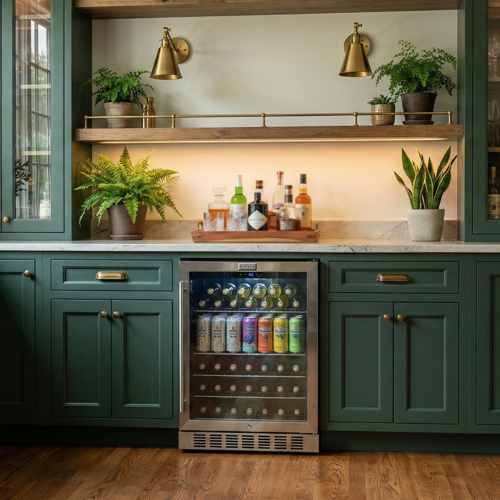Empava 24 Inch Undercounter Beverage Cooler Refrigerator With Glass Door, Freestanding Drink Fridge With LED Light, Touch Control, 140 Cans Capacity on Fridge.com - View 4