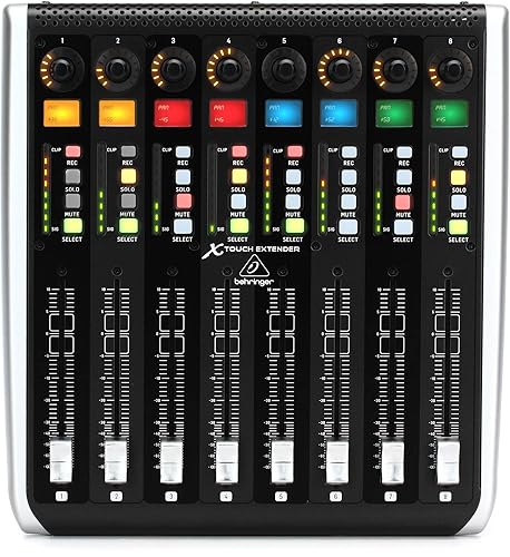 Behringer X-TOUCH EXTENDER X-TOUCH EXTENDER con 8 faders de motor sensibles al tacto, tiras de garabatos LCD, concentrador USB e interfaces Ethernet/USB