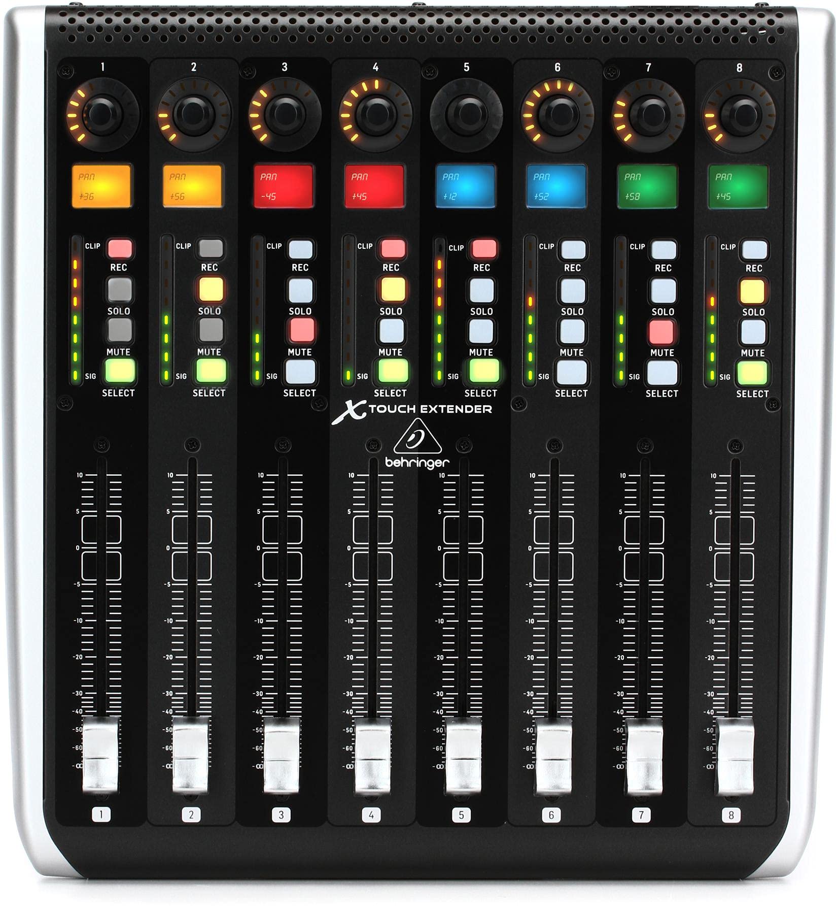 Behringer X-TOUCH EXTENDER X-TOUCH EXTENDER with 8 Touch-Sensitive Motor Faders, LCD Scribble Strips, USB Hub and Ethernet/USB Interfaces