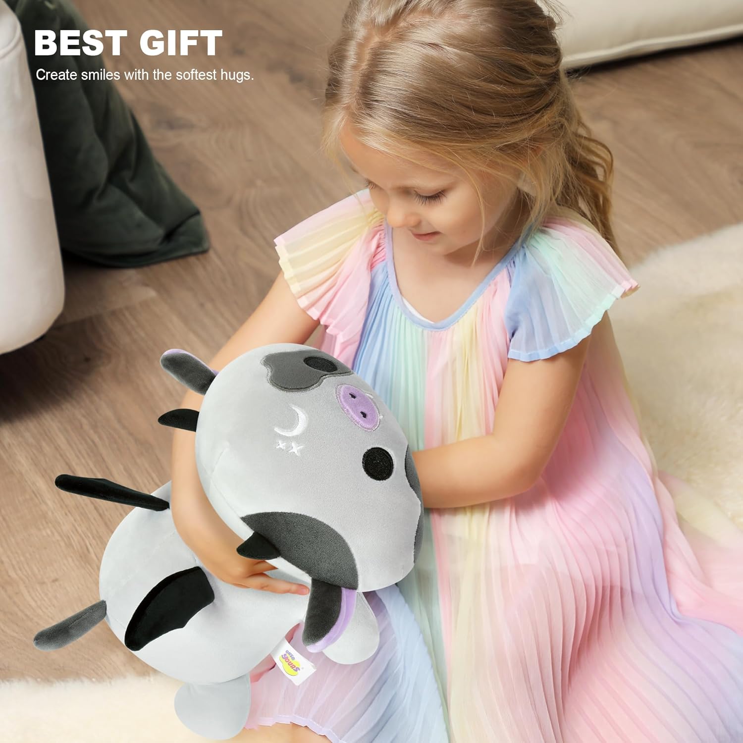 Onsoyours Original Cute Bat Cow Plushie, Soft Stuffed Cow Squishy Plush Animal Toy Cow with Wings Bat Pillow for Kids (Bat Cow, 12")