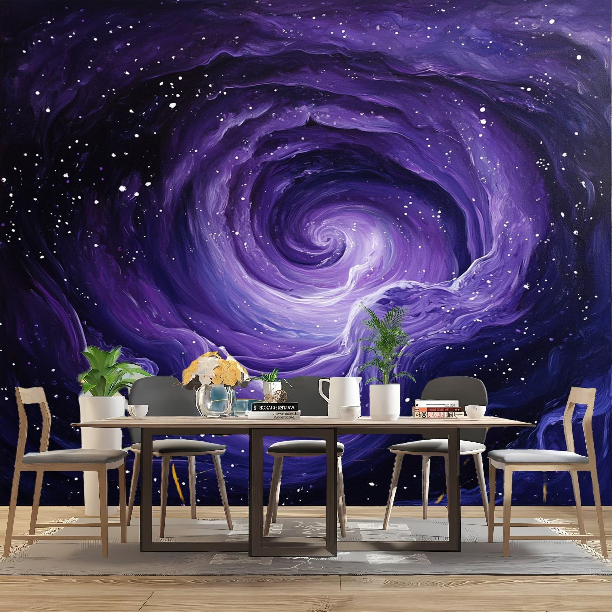 Panoramiczna fototapeta 3D Vortex gwiaździste niebo płyn plakat tapeta z włókniny fioletowa, panoramiczny gobelin do salonu, dekoracja ścienna biuro pokój dziecięcy 350x256 cm