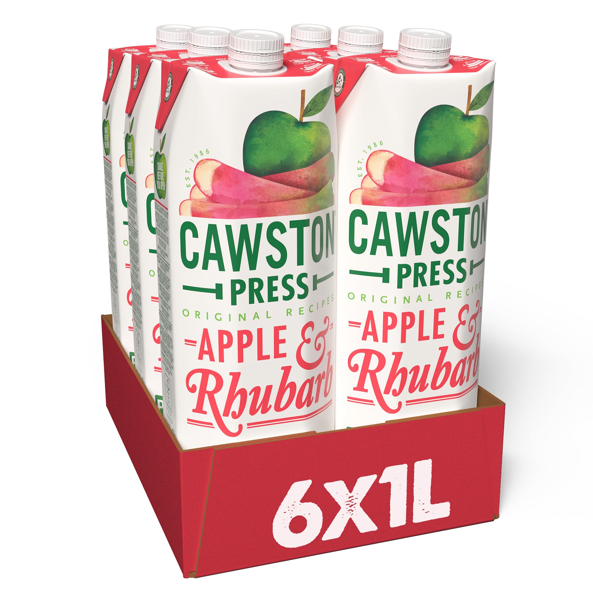 Cawston Press Apple & Rhubarb Pressed Juice 1L (Pack of 6)