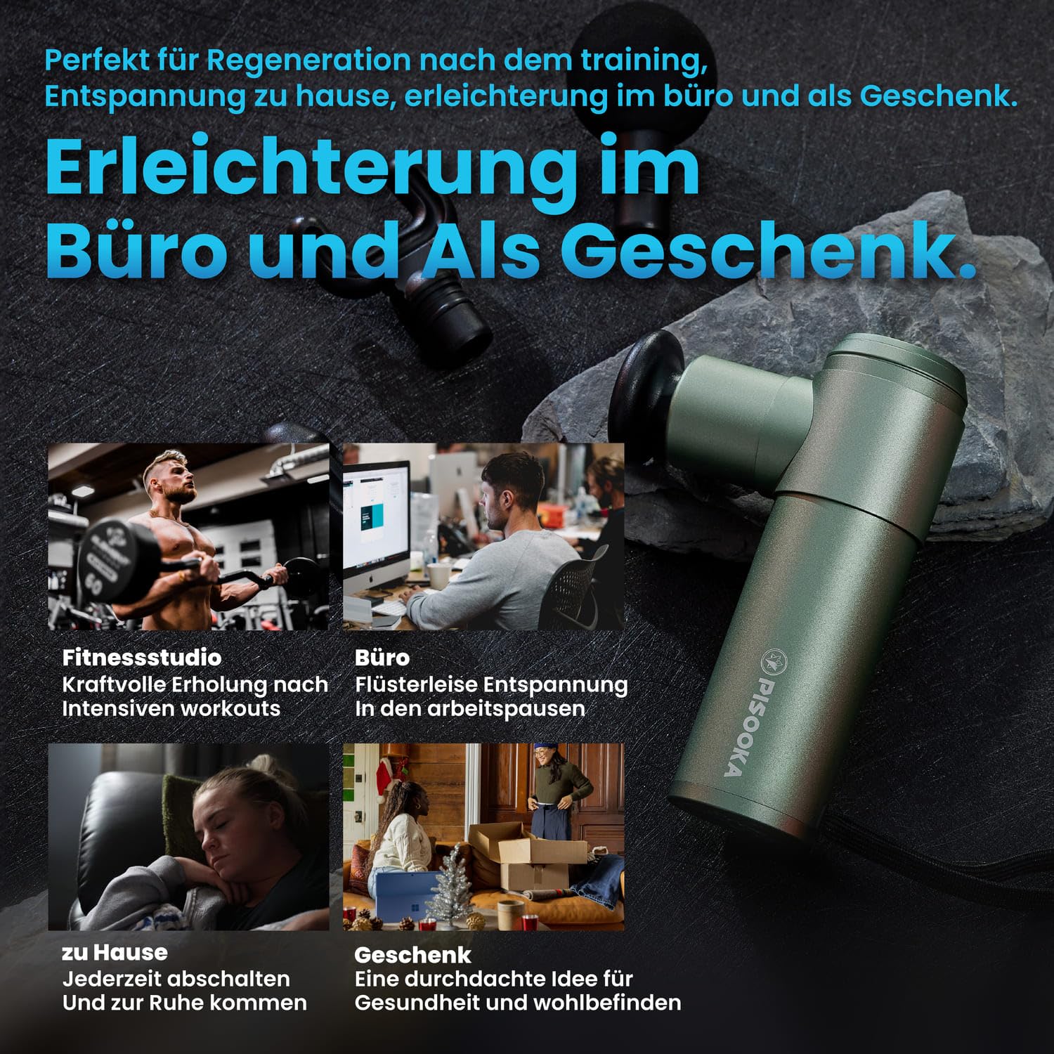Project Mars PISOOKA X2 Mini Massagepistole für Frauen (0,5kg) – Starkes Handmassagegerät gegen Nackenverspannung – Leise Massage Gun mit 4 Aufsätzen, USB-C & Geschenkbox (Rosa)