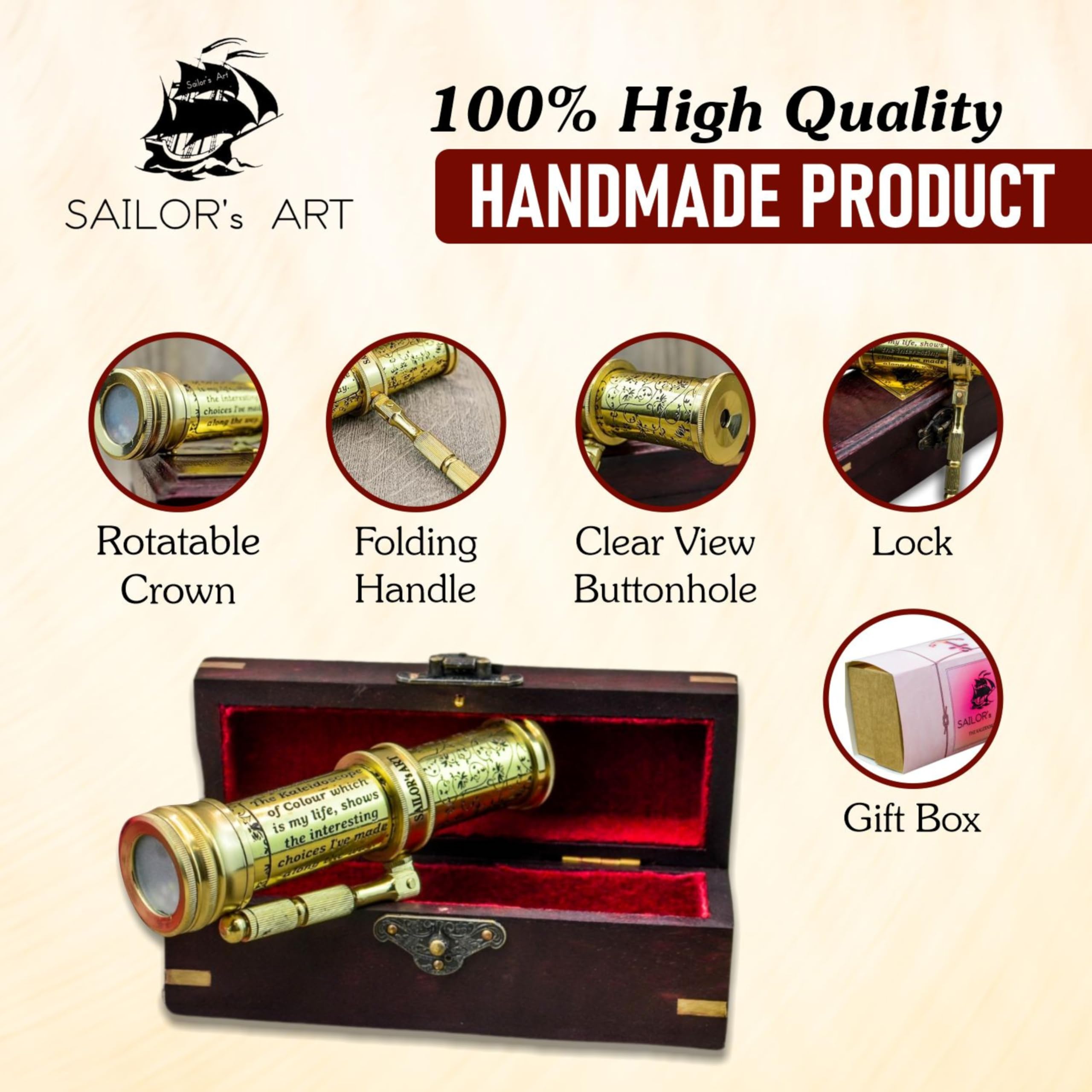 Amazon | Sailor's Art ハンドメイド光沢真鍮万華鏡 手持ちスティック