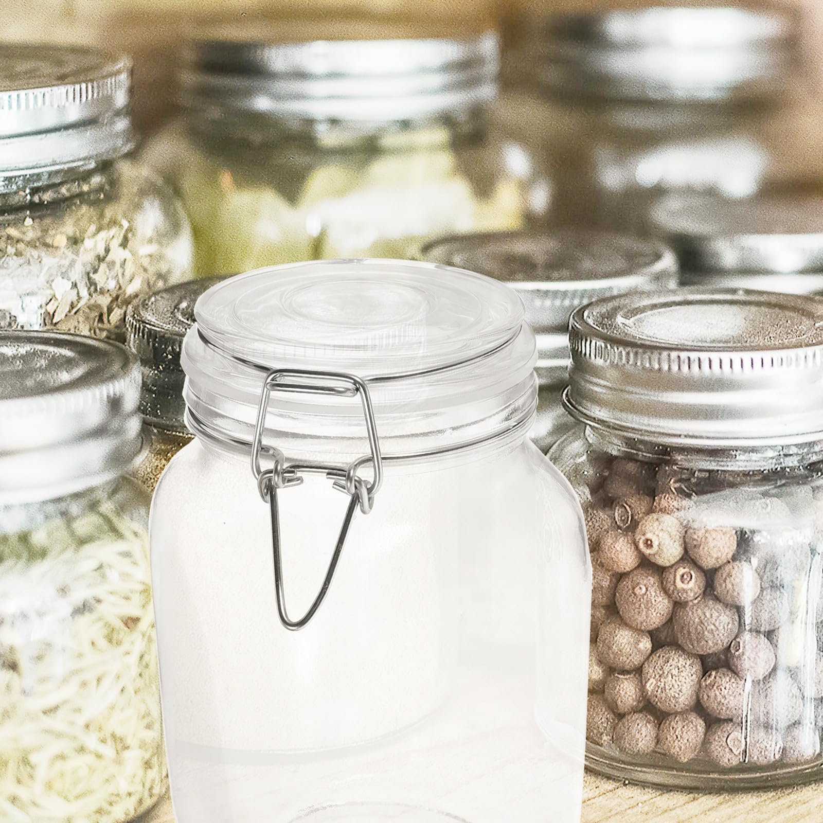 Lot de 3 Bocaux en Verre Hermétiques 1500ml pour Conservation Alimentaire avec Couvercles à Verrouillage, Design Transparent, pour Rangement la Cuisine Kimchi et Café